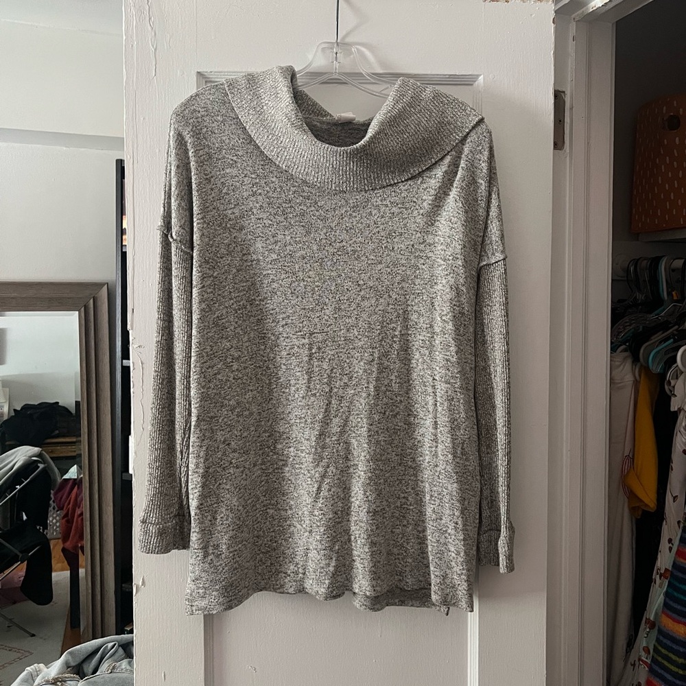 Gray Cowl Neck Sweater